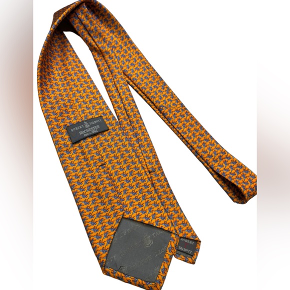 Robert Talbott big & tall men’s orange insect crickets print silk necktie - Picture 7 of 8